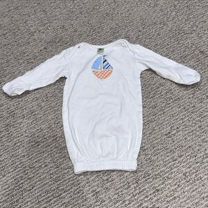 ☀️White Baby Gown with Sailboat Design